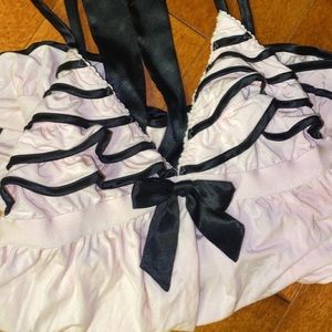 VICTORIA’S SECRET PINK/BLACK RUFFLED CAMISOLE/SLIP